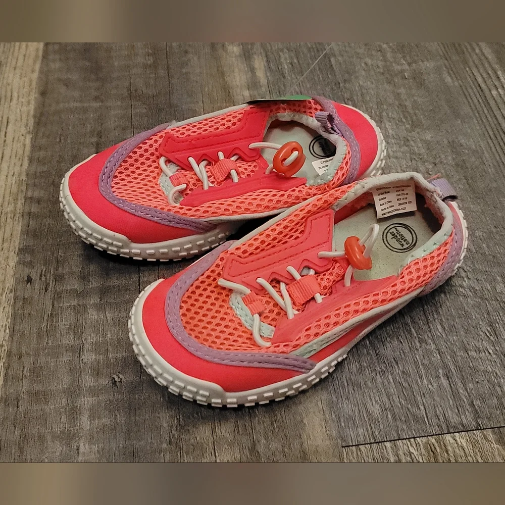 Wonder Nation Toddler Girls Size 7/8 Pink Mesh Water Shoes Swimming Pool Beach
